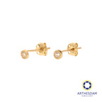 Arthesdam Jewellery 18K Yellow Gold Dotted Frame Stone Earrings