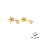 Arthesdam Jewellery 18K Yellow Gold Dotted Frame Stone Earrings
