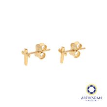 Load image into Gallery viewer, Arthesdam Jewellery 18K Yellow Gold Classic Cross Earrings
