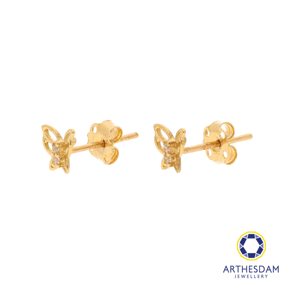 Arthesdam Jewellery 18K Yellow Gold 2 Stone Butterfly Earrings