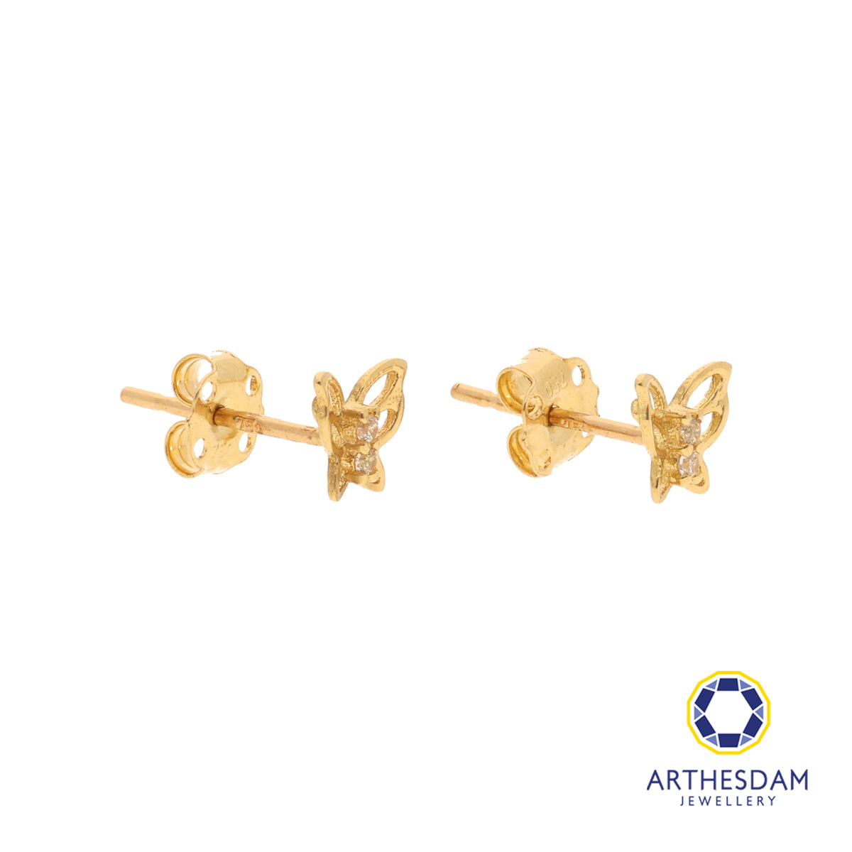Arthesdam Jewellery 18K Yellow Gold 2 Stone Butterfly Earrings