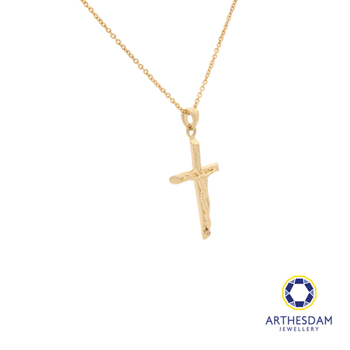 Arthesdam Jewellery 18K Yellow Gold Cross with Jesus Pendant