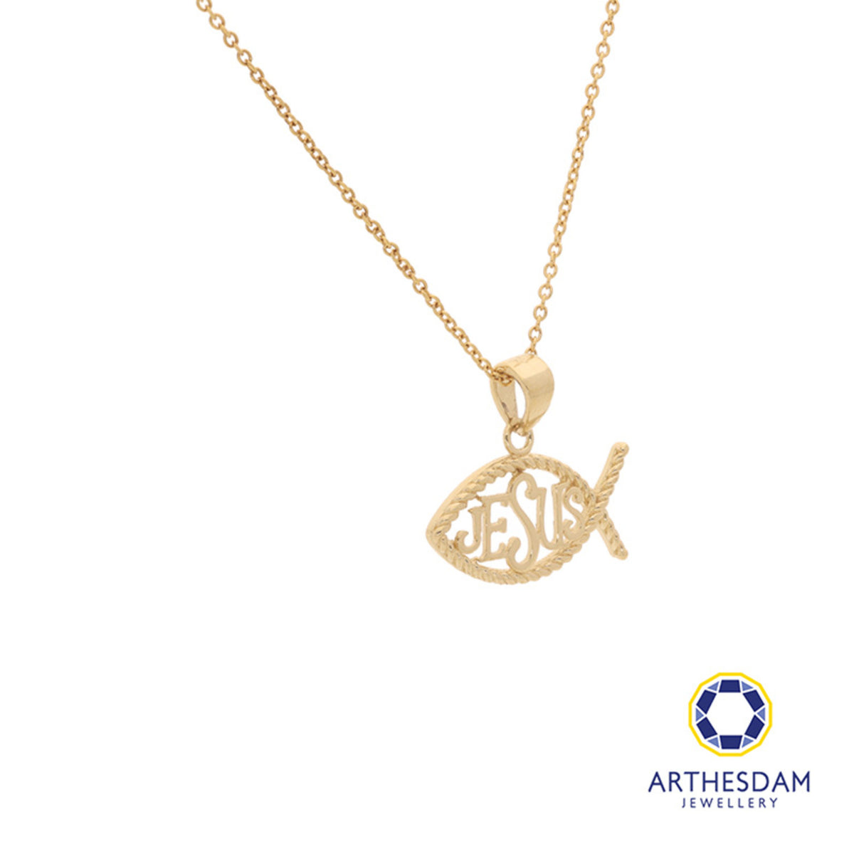 Arthesdam Jewellery 18K Yellow Gold Jesus Fish Pendant