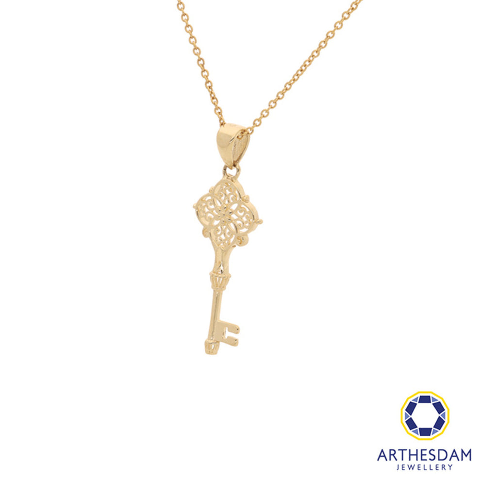 Arthesdam Jewellery 18K Yellow Gold Intricate Royal Key Pendant