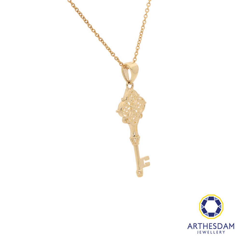 Arthesdam Jewellery 18K Yellow Gold Intricate Royal Key Pendant