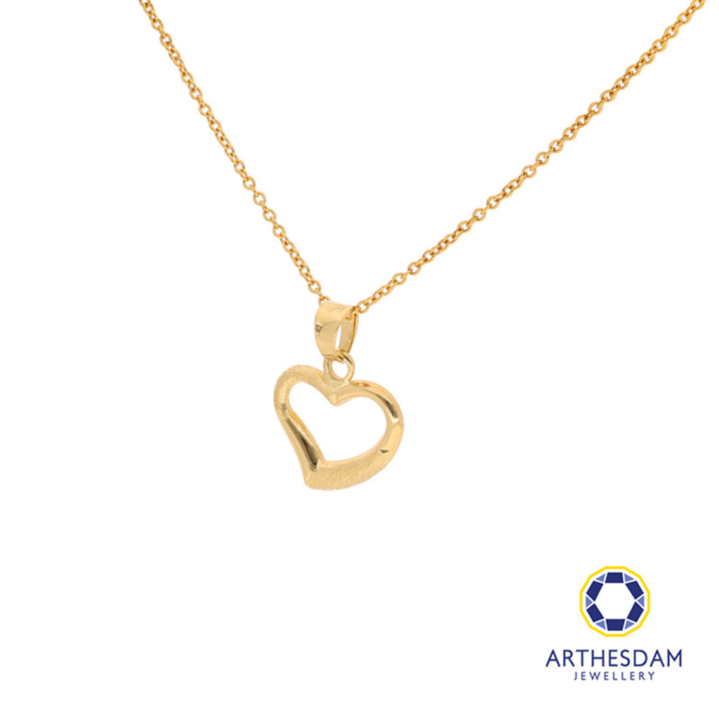 Arthesdam Jewellery 18K Yellow Gold Alternate Textured Heart Pendant