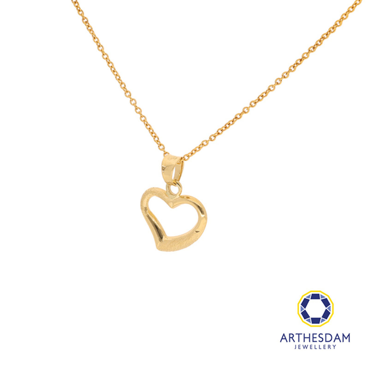Arthesdam Jewellery 18K Yellow Gold Alternate Textured Heart Pendant