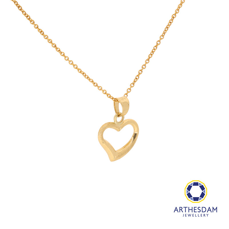 Arthesdam Jewellery 18K Yellow Gold Alternate Textured Heart Pendant