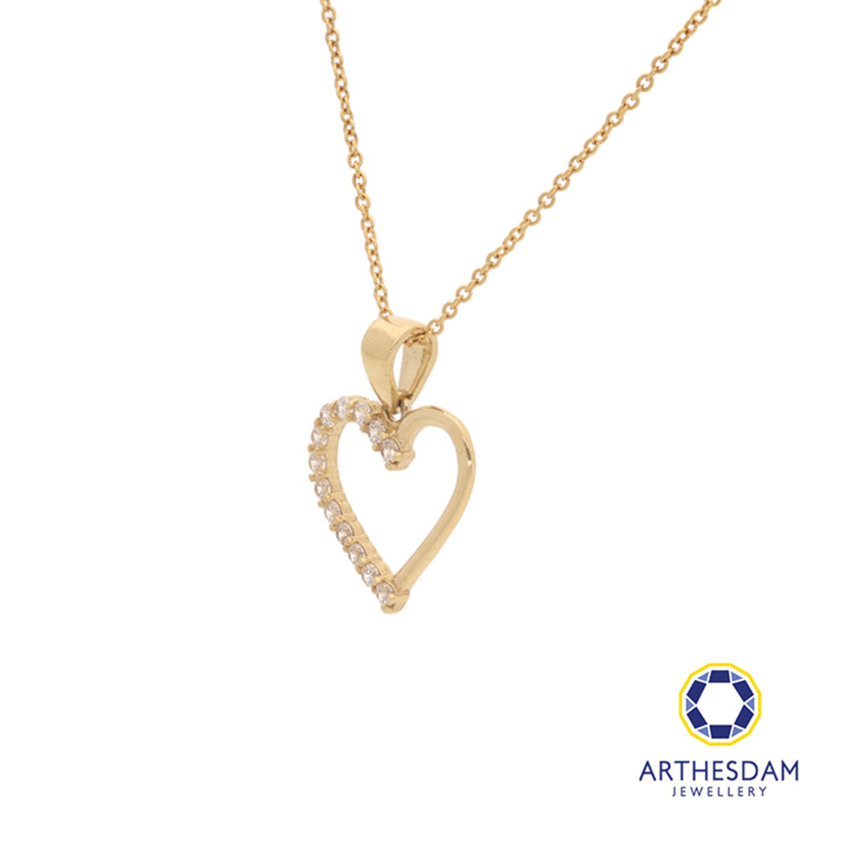 Arthesdam Jewellery 18K Yellow Gold Shining Stone Heart Pendant