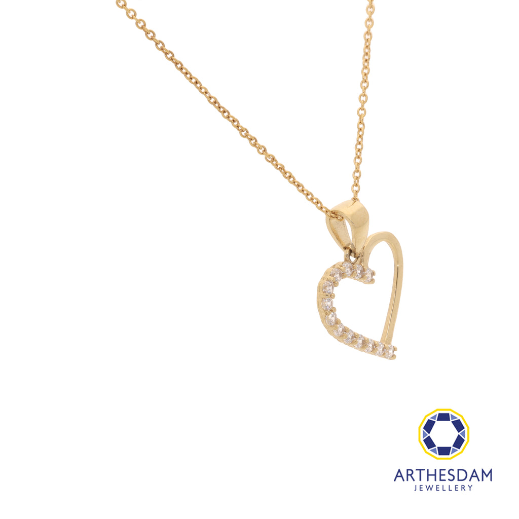 Arthesdam Jewellery 18K Yellow Gold Shining Stone Heart Pendant