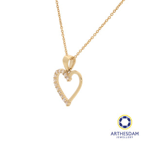 Arthesdam Jewellery 18K Yellow Gold Shining Stone Heart Pendant