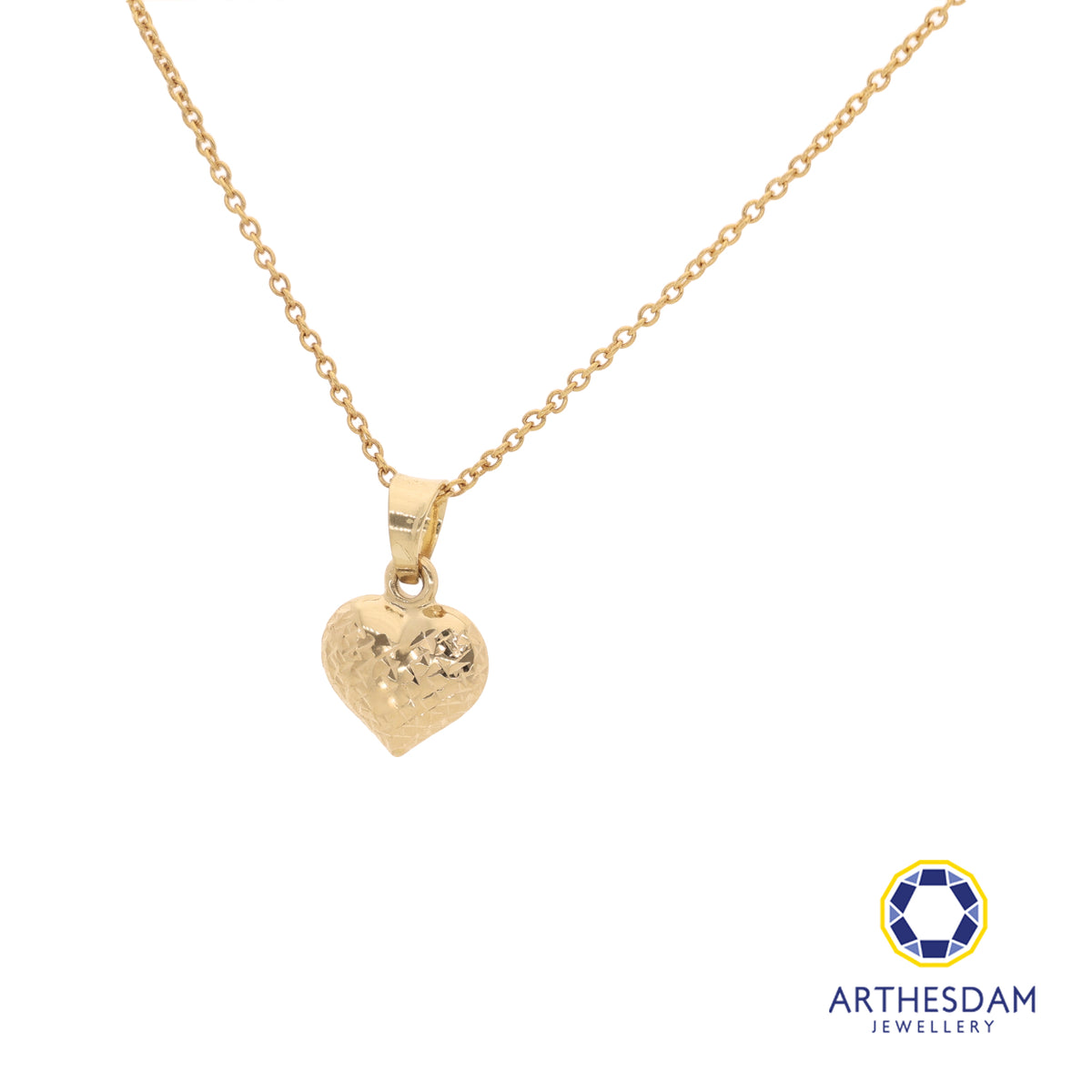 Arthesdam Jewellery 18K Yellow Gold Faceted Heart Pendant