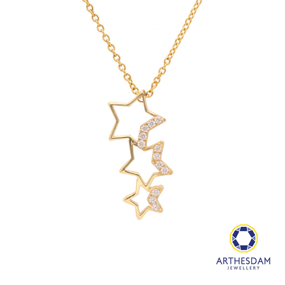 Arthesdam Jewellery 18K Yellow Gold Trio Shining Star Pendant
