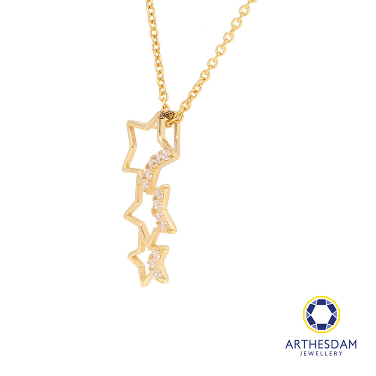 Arthesdam Jewellery 18K Yellow Gold Trio Shining Star Pendant
