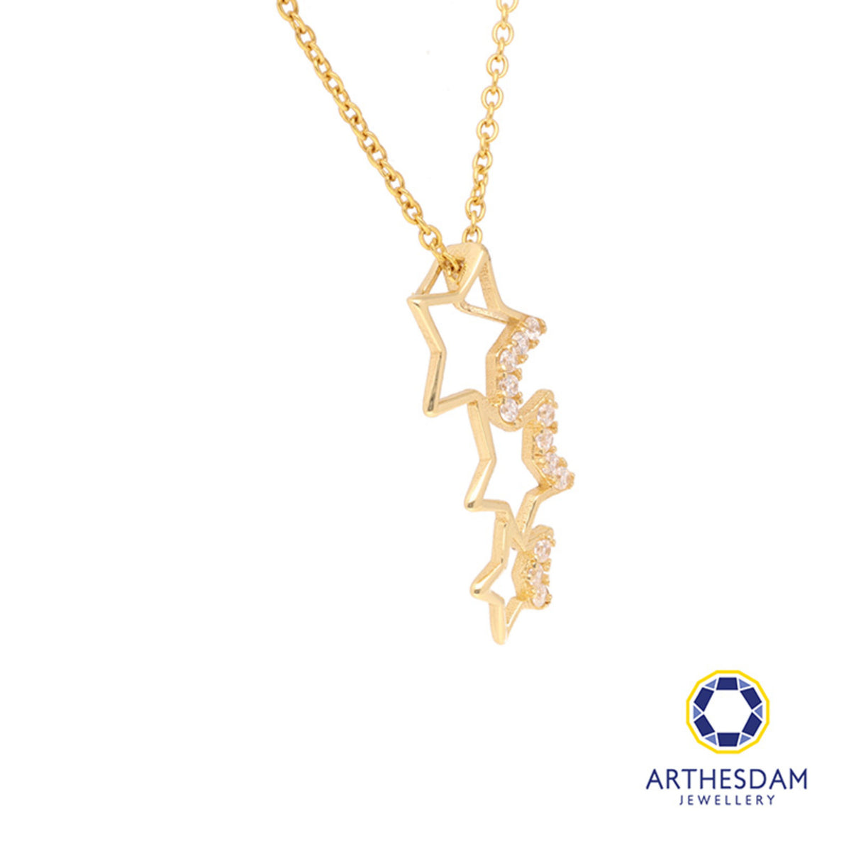 Arthesdam Jewellery 18K Yellow Gold Trio Shining Star Pendant