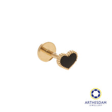 Load image into Gallery viewer, Arthesdam Jewellery 18K Gold Black Heart Single Stud Earring (Flat-back)
