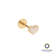 Arthesdam Jewellery 18K Gold White Heart Single Stud Earring (Flat-back)