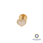 Arthesdam Jewellery 18K Gold White Heart Single Stud Earring (Flat-back)