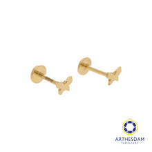 Load image into Gallery viewer, Arthesdam Jewellery 18K Gold Dainty Butterfly Earrings (Flat-back)
