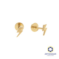 Arthesdam Jewellery 18K Gold Dainty Lightning Earrings (Flat-back)