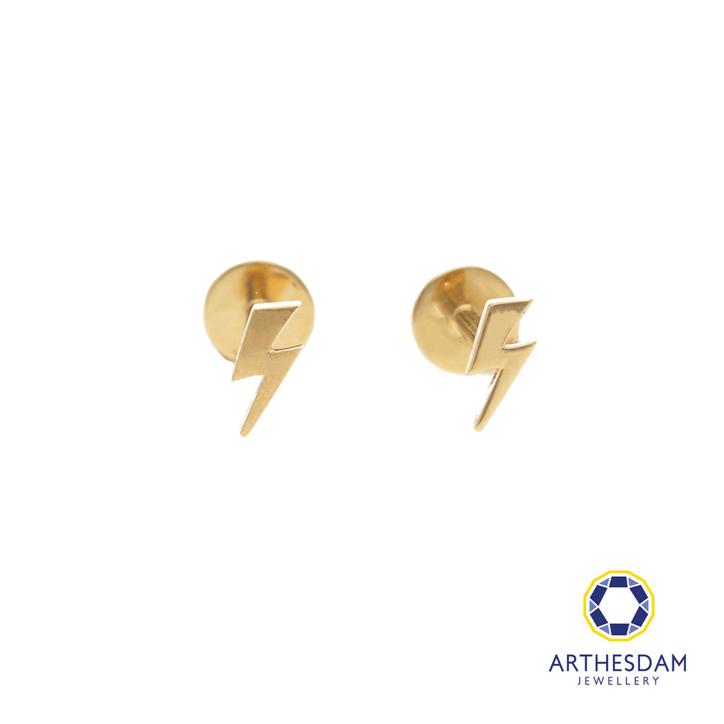 Arthesdam Jewellery 18K Gold Dainty Lightening Earrings (Flat-back)