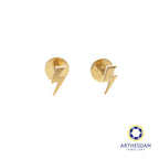 Arthesdam Jewellery 18K Gold Dainty Lightening Earrings (Flat-back)