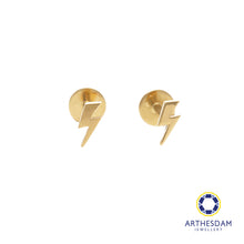 Load image into Gallery viewer, Arthesdam Jewellery 18K Gold Dainty Lightning Earrings (Flat-back)
