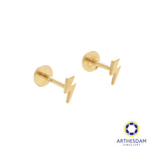 Load image into Gallery viewer, Arthesdam Jewellery 18K Gold Dainty Lightning Earrings (Flat-back)
