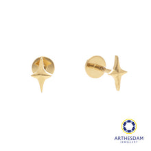 Load image into Gallery viewer, Arthesdam Jewellery 18K Gold Sparkle Star Earrings (Flat-back)
