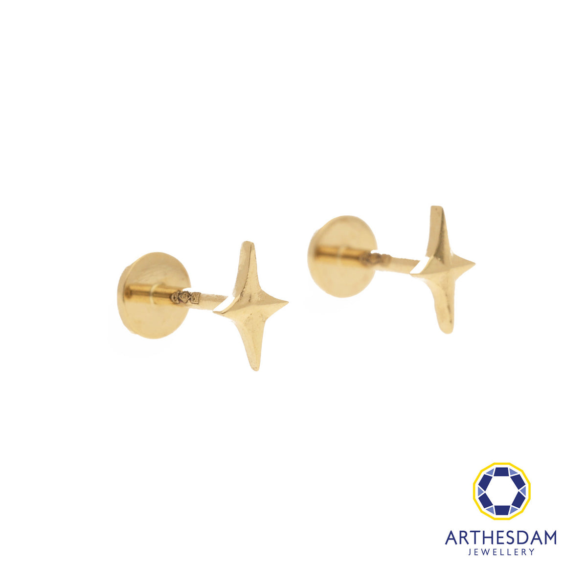 Arthesdam Jewellery 18K Gold Sparkle Star Earrings (Flat-back)