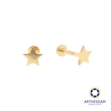 Load image into Gallery viewer, Arthesdam Jewellery 18K Gold Dainty Star Earrings (Flat-back)
