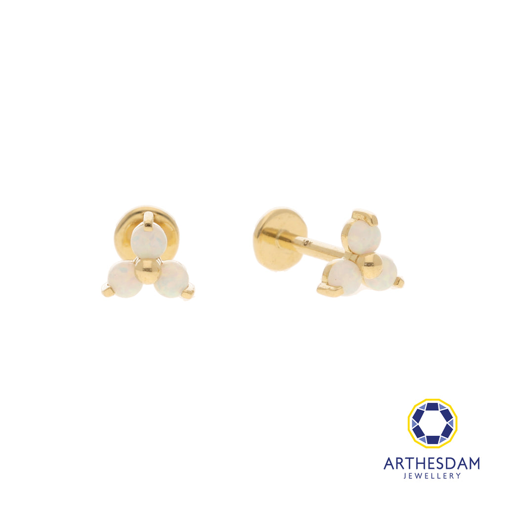 Arthesdam Jewellery 18K Gold Opal Trio Earrings (Flat-back)
