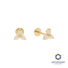 Load image into Gallery viewer, Arthesdam Jewellery 18K Gold Opal Trio Earrings (Flat-back)
