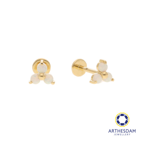 Arthesdam Jewellery 18K Gold Opal Trio Earrings (Flat-back)