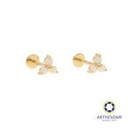 Arthesdam Jewellery 18K Gold Opal Trio Earrings (Flat-back)