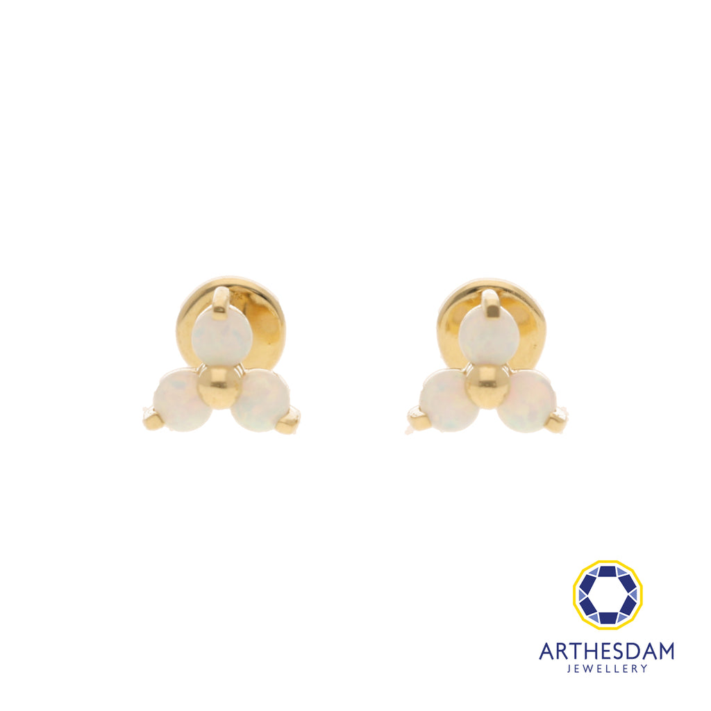 Arthesdam Jewellery 18K Gold Opal Trio Earrings (Flat-back)