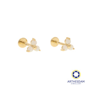 Arthesdam Jewellery 18K Gold Opal Trio Earrings (Flat-back)