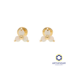 Load image into Gallery viewer, Arthesdam Jewellery 18K Gold Opal Trio Earrings (Flat-back)
