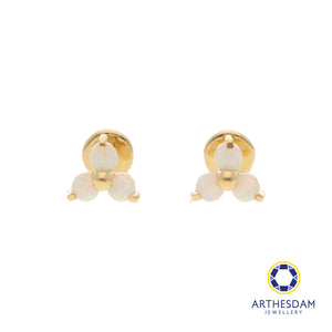 Arthesdam Jewellery 18K Gold Opal Trio Earrings (Flat-back)