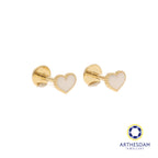 Arthesdam Jewellery 18K Gold Dainty White Heart Earrings (Flat-back)