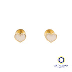 Arthesdam Jewellery 18K Gold Dainty White Heart Earrings (Flat-back)