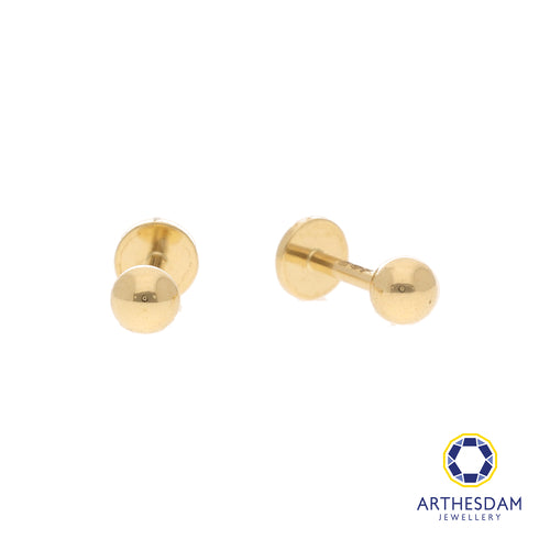 Arthesdam Jewellery 18K Gold Classic Plain Ball Earrings (Flat-back)