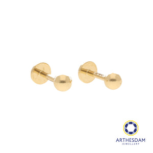 Arthesdam Jewellery 18K Gold Classic Plain Ball Earrings (Flat-back)