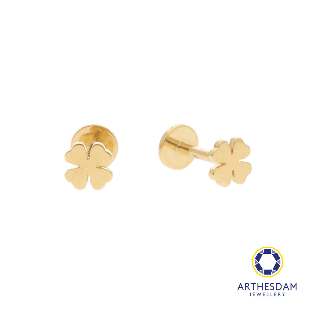 Arthesdam Jewellery 18K Gold Dainty Clover Earrings (Flat-back)