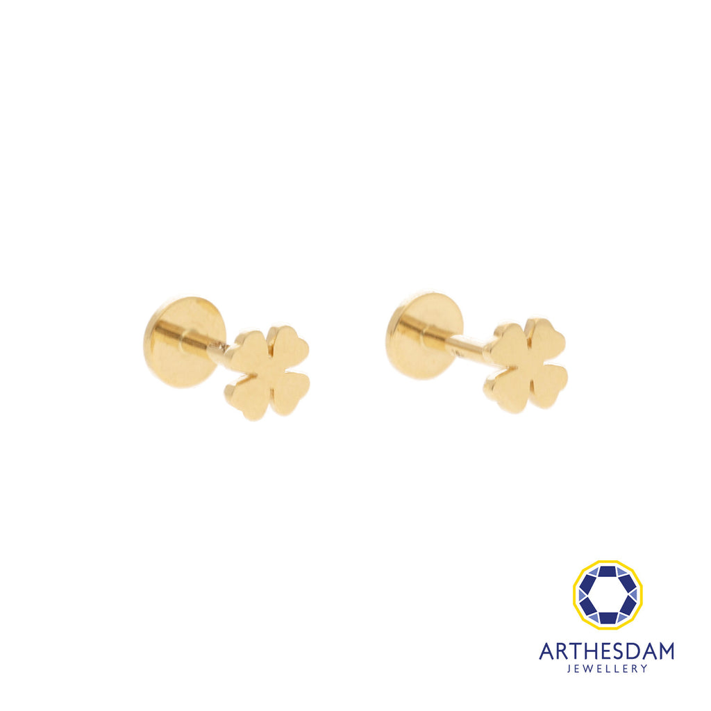 Arthesdam Jewellery 18K Gold Dainty Clover Earrings (Flat-back)