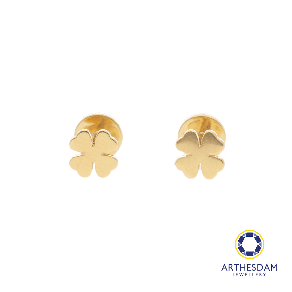 Arthesdam Jewellery 18K Gold Dainty Clover Earrings (Flat-back)