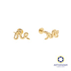 Arthesdam Jewellery 18K Gold Dainty Snake Earrings (Flat-back)