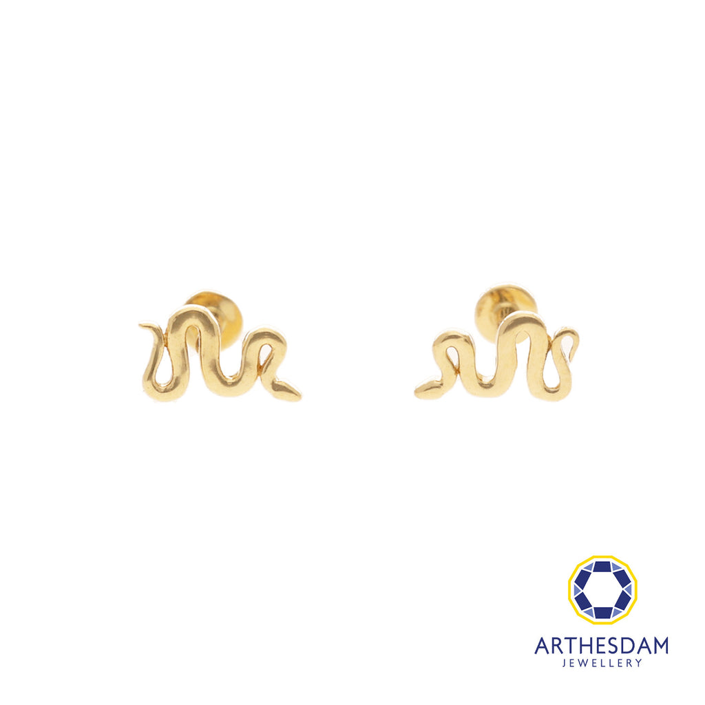 Arthesdam Jewellery 18K Gold Dainty Snake Earrings (Flat-back)