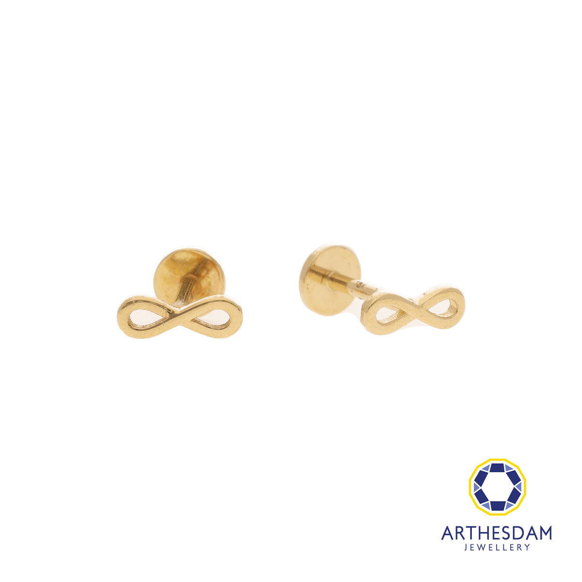 Arthesdam Jewellery 18K Gold Dainty Infinity Earrings (Flat-back)