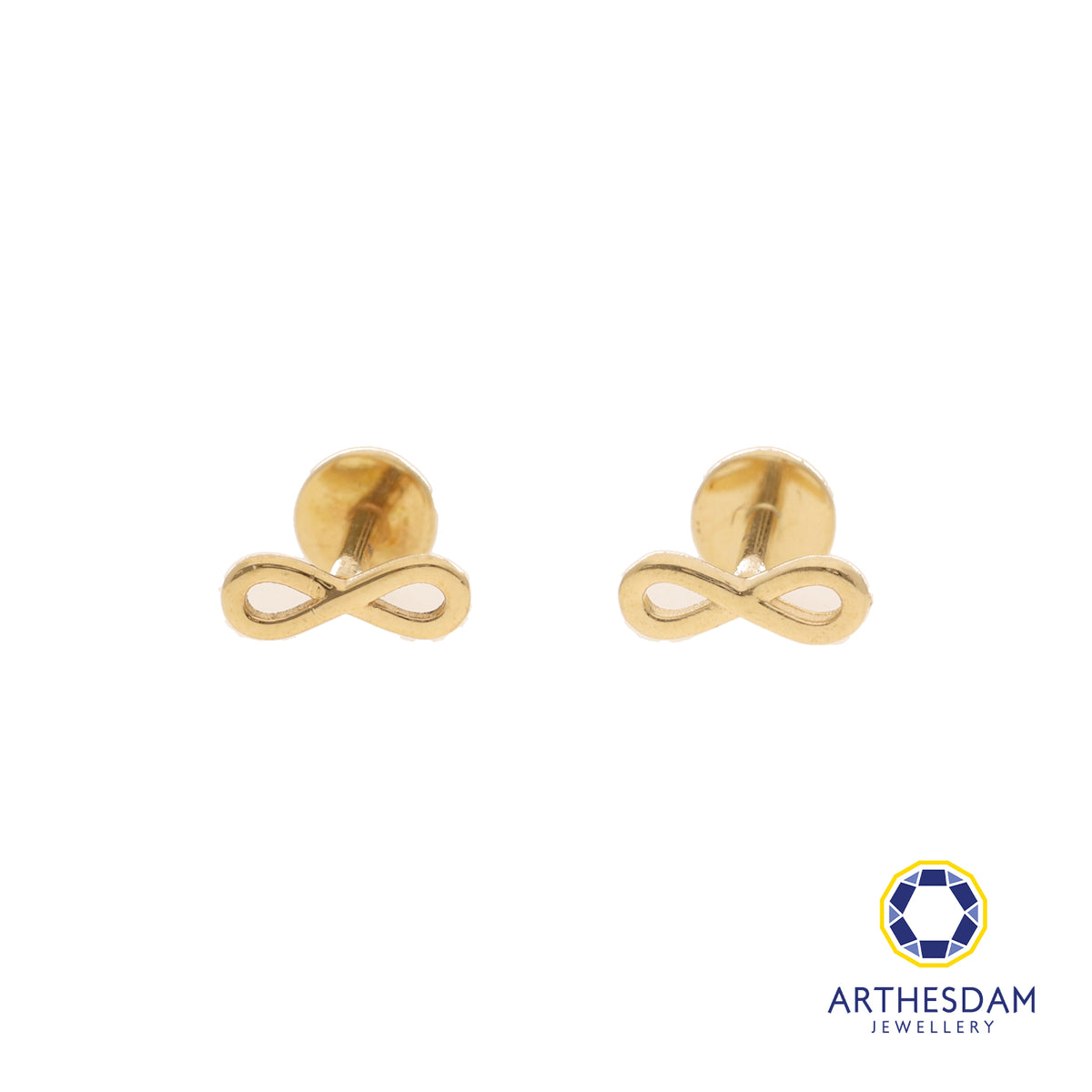 Arthesdam Jewellery 18K Gold Dainty Infinity Earrings (Flat-back)